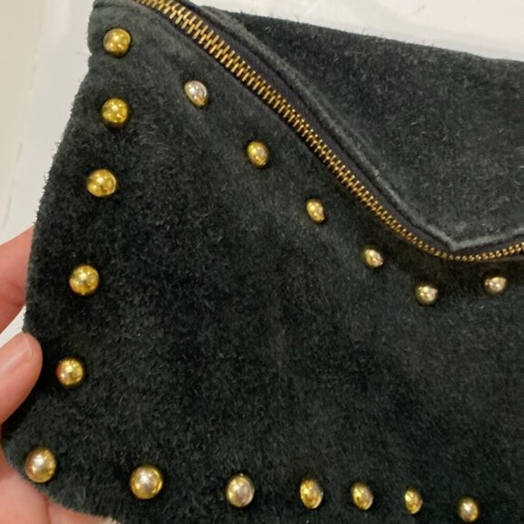 Vintage Black Studded Fringe Crossbody Suede Bag - Picture 10 of 14